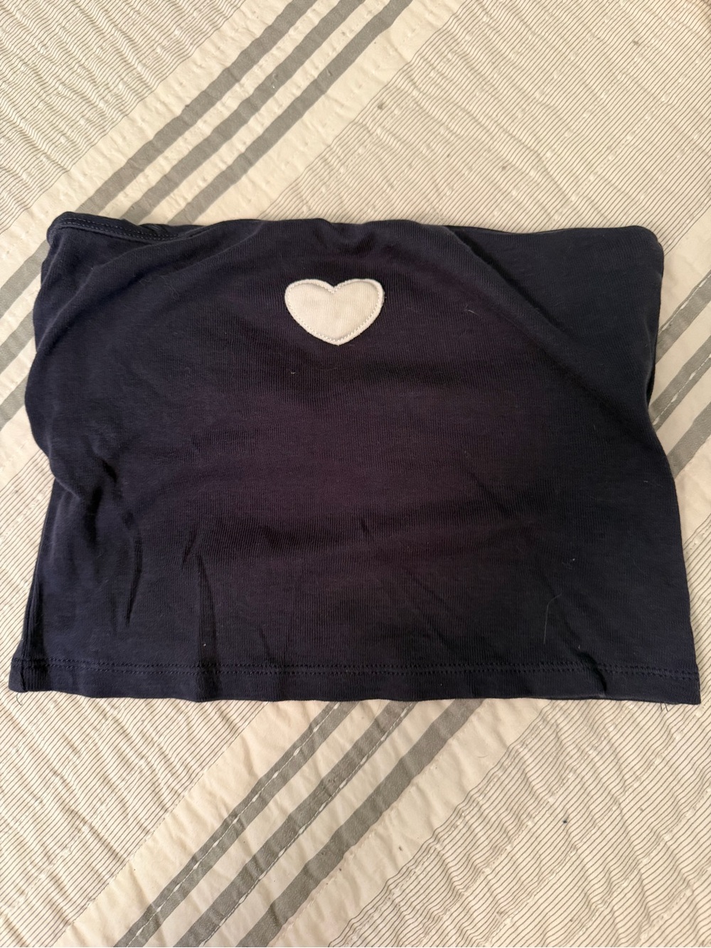 Forever 21 Navy Tube Top with White Heart Patch